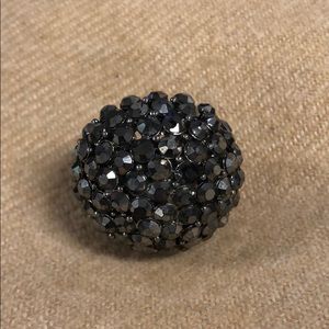 Black crystal cluster cocktail ring